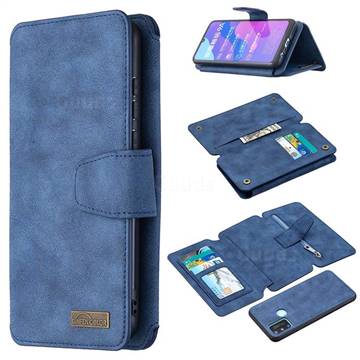 Binfen Color BF07 Frosted Zipper Bag Multifunction Leather Phone Wallet for Huawei Honor 9A - Blue