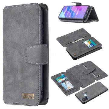 Binfen Color BF07 Frosted Zipper Bag Multifunction Leather Phone Wallet for Huawei Honor 9A - Gray