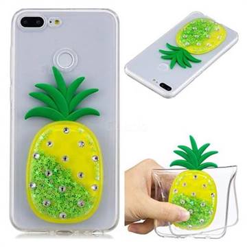 Green Pineapple Liquid Quicksand Soft 3D Cartoon Case for Huawei Honor 9 Lite