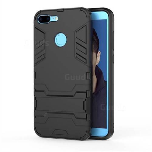 Armor Premium Tactical Grip Kickstand Shockproof Dual Layer Rugged Hard Cover for Huawei Honor 9 Lite - Black