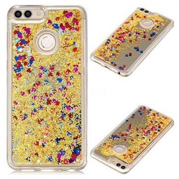 Glitter Sand Mirror Quicksand Dynamic Liquid Star TPU Case for Huawei Honor 9 Lite - Yellow