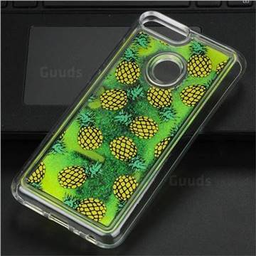 Pineapple Glassy Glitter Quicksand Dynamic Liquid Soft Phone Case for Huawei Honor 9 Lite