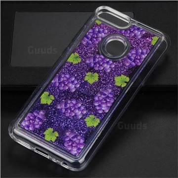 Purple Grape Glassy Glitter Quicksand Dynamic Liquid Soft Phone Case for Huawei Honor 9 Lite