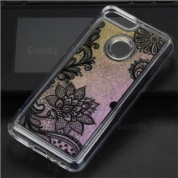 Diagonal Lace Glassy Glitter Quicksand Dynamic Liquid Soft Phone Case for Huawei Honor 9 Lite