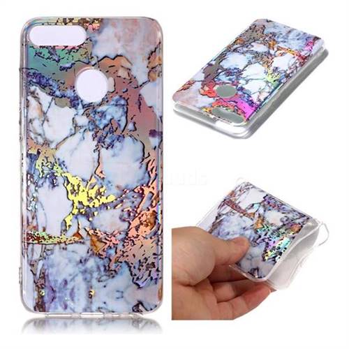Gold Plating Marble Pattern Bright Color Laser Soft TPU Case for Huawei Honor 9 Lite