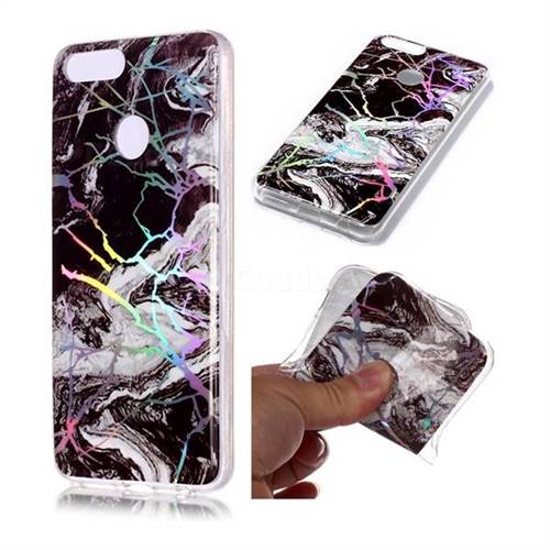 White Black Marble Pattern Bright Color Laser Soft TPU Case for Huawei Honor 9 Lite