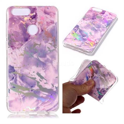 Purple Marble Pattern Bright Color Laser Soft TPU Case for Huawei Honor 9 Lite