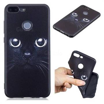 Bearded Feline 3D Embossed Relief Black TPU Cell Phone Back Cover for Huawei Honor 9 Lite