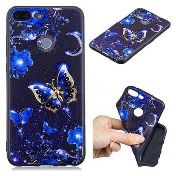 Phnom Penh Butterfly 3D Embossed Relief Black TPU Cell Phone Back Cover for Huawei Honor 9 Lite
