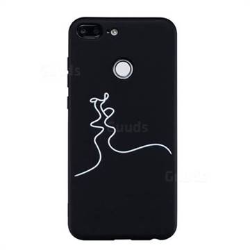 Kiss Stick Figure Matte Black TPU Phone Cover for Huawei Honor 9 Lite