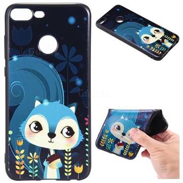 Blue Squirrels 3D Embossed Relief Black TPU Back Cover for Huawei Honor 9 Lite