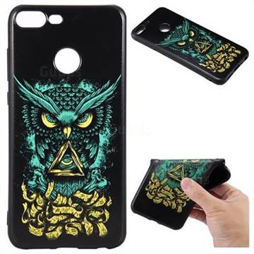 Owl Devil 3D Embossed Relief Black TPU Back Cover for Huawei Honor 9 Lite