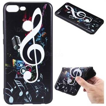 Music Symbol 3D Embossed Relief Black TPU Back Cover for Huawei Honor 9 Lite