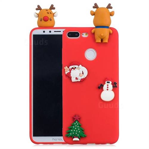 Red Elk Christmas Xmax Soft 3D Silicone Case for Huawei Honor 9 Lite