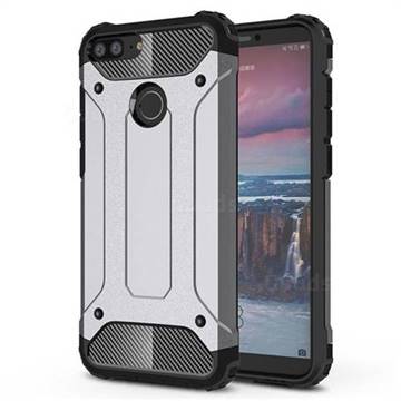 King Kong Armor Premium Shockproof Dual Layer Rugged Hard Cover for Huawei Honor 9 Lite - Silver Grey