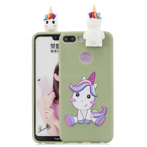 Cute Unicorn Soft 3D Climbing Doll Stand Soft Case for Huawei Honor 9 Lite