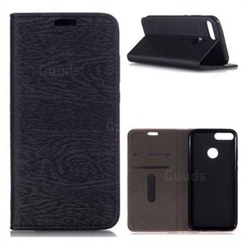 Tree Bark Pattern Automatic suction Leather Wallet Case for Huawei Honor 9 Lite - Black
