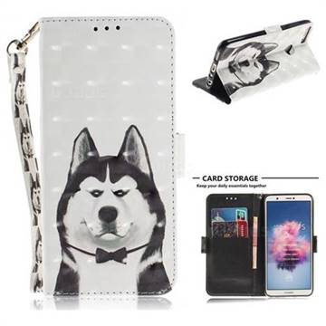 Husky Dog 3D Painted Leather Wallet Phone Case for Huawei Honor 9 Lite