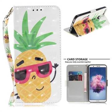 Pineapple Glasses 3D Painted Leather Wallet Phone Case for Huawei Honor 9 Lite