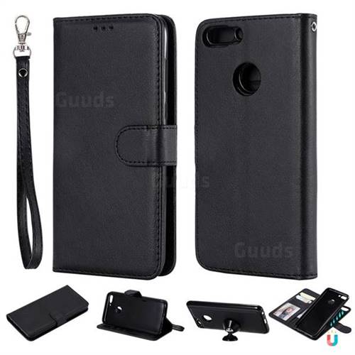 Retro Greek Detachable Magnetic PU Leather Wallet Phone Case for Huawei Honor 9 Lite - Black