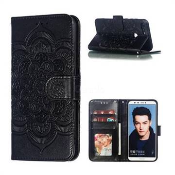 Intricate Embossing Datura Solar Leather Wallet Case for Huawei Honor 9 Lite - Black