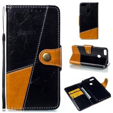 Retro Magnetic Stitching Wallet Flip Cover for Huawei Honor 9 Lite - Black