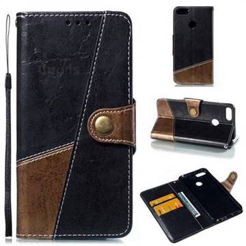 Retro Magnetic Stitching Wallet Flip Cover for Huawei Honor 9 Lite - Dark Gray