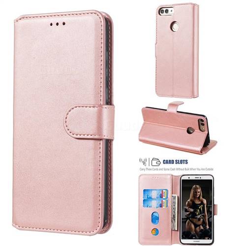 Retro Calf Matte Leather Wallet Phone Case for Huawei Honor 9 Lite - Pink