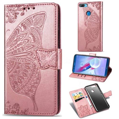 Embossing Mandala Flower Butterfly Leather Wallet Case for Huawei Honor 9 Lite - Rose Gold