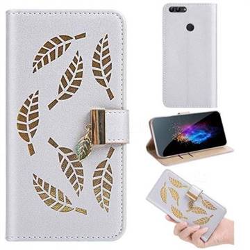 Hollow Leaves Phone Wallet Case for Huawei Honor 9 Lite - Silver