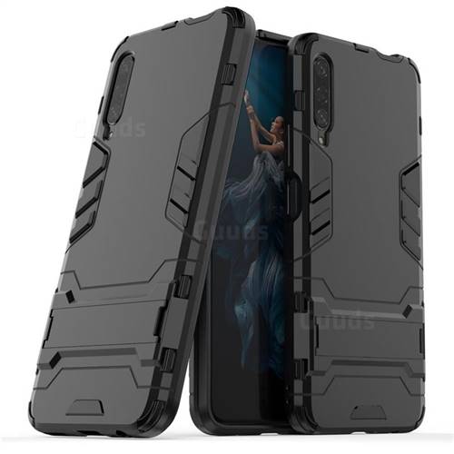 Armor Premium Tactical Grip Kickstand Shockproof Dual Layer Rugged Hard Cover for Huawei Honor 9X - Black
