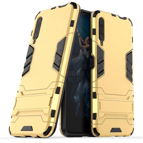Armor Premium Tactical Grip Kickstand Shockproof Dual Layer Rugged Hard Cover for Huawei Honor 9X - Golden