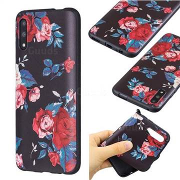 Safflower 3D Embossed Relief Black Soft Back Cover for Huawei Honor 9X
