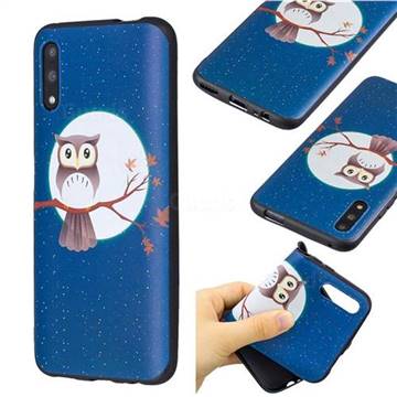 Moon and Owl 3D Embossed Relief Black Soft Back Cover for Huawei Honor 9X