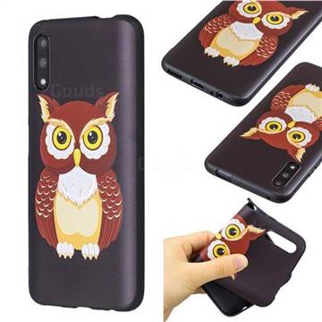 Big Owl 3D Embossed Relief Black Soft Back Cover for Huawei Honor 9X