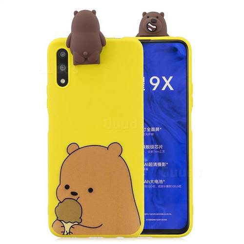 Brown Bear Soft 3D Climbing Doll Stand Soft Case for Huawei Honor 9X