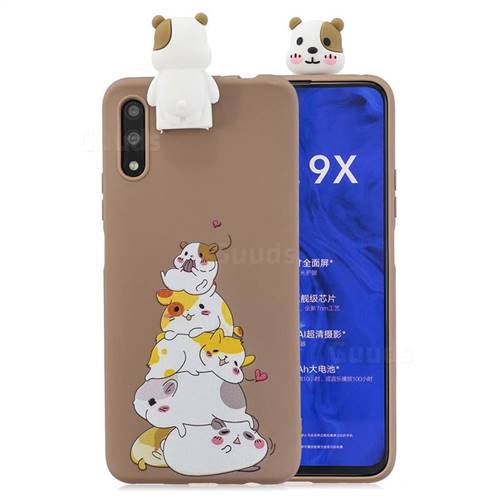 Hamster Family Soft 3D Climbing Doll Stand Soft Case for Huawei Honor 9X