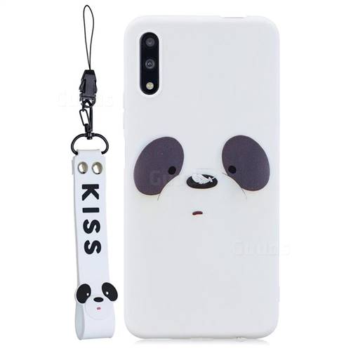 White Feather Panda Soft Kiss Candy Hand Strap Silicone Case for Huawei Honor 9X