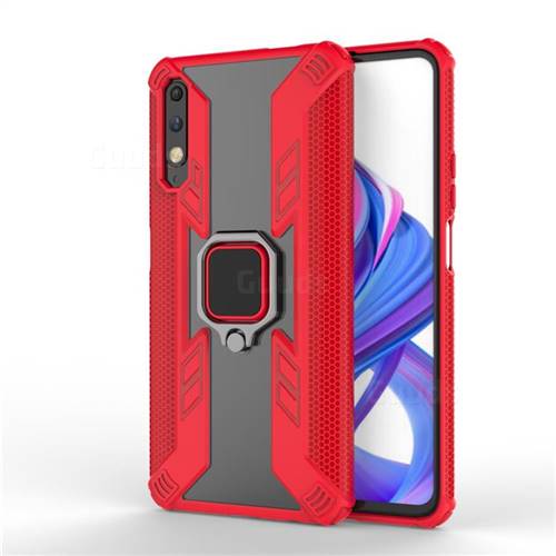 Predator Armor Metal Ring Grip Shockproof Dual Layer Rugged Hard Cover for Huawei Honor 9X - Red