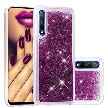 Dynamic Liquid Glitter Quicksand Sequins TPU Phone Case for Huawei Honor 9X - Purple