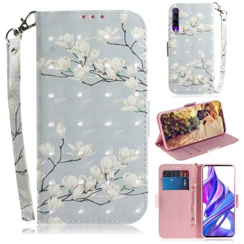 Magnolia Flower 3D Painted Leather Wallet Phone Case for Huawei Honor 9X