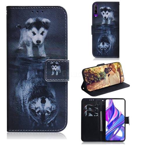 Wolf and Dog PU Leather Wallet Case for Huawei Honor 9X