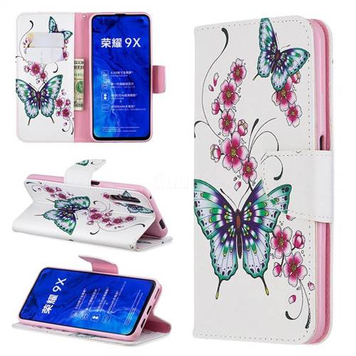 Peach Butterflies Leather Wallet Case for Huawei Honor 9X