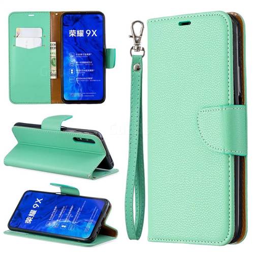 Classic Luxury Litchi Leather Phone Wallet Case for Huawei Honor 9X - Green
