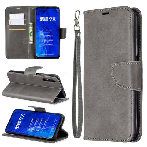 Classic Sheepskin PU Leather Phone Wallet Case for Huawei Honor 9X - Gray