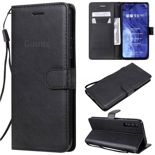 Retro Greek Classic Smooth PU Leather Wallet Phone Case for Huawei Honor 9X - Black
