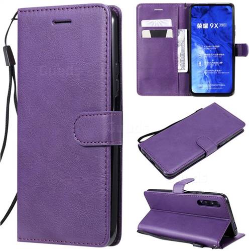 Retro Greek Classic Smooth PU Leather Wallet Phone Case for Huawei Honor 9X - Purple