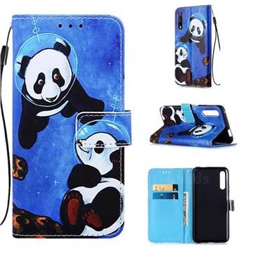 Undersea Panda Matte Leather Wallet Phone Case for Huawei Honor 9X