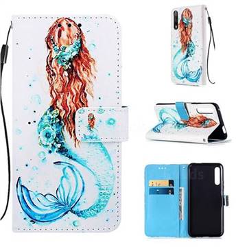 Mermaid Matte Leather Wallet Phone Case for Huawei Honor 9X