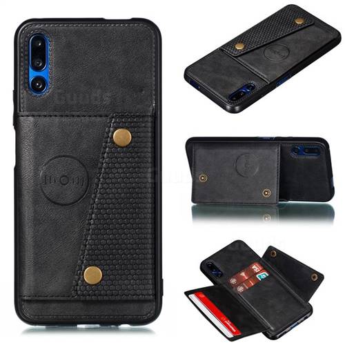 Retro Multifunction Card Slots Stand Leather Coated Phone Back Cover for Huawei Honor 9X - Black
